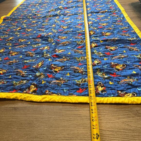 Disney Mickey Mouse Racing Handmade Quilt Blanket 41x68 soft Toddler Lap Throw - Picture 3 of 10